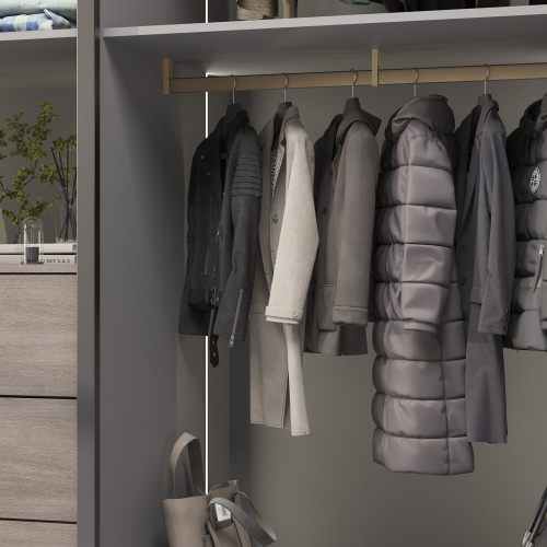 Штанга гардеробная прямоуг. FAME L-1000 с демпфером, латунь браш AKS_4