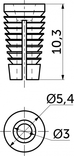 Втулка под саморез на полосе 5*10, пластик, белая (уп/1тыс.шт) AKS_2