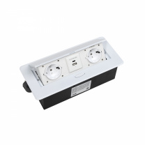 Выдвижной удлинитель Nova USB, 2 розетки, USB A + USB C, белый, AKS фотография