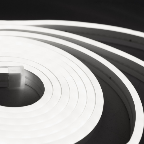 Гибкий неон - 9,6W/m, 12V, 6*12мм, 120 д/м, IP65, холодный белый (6000K) - 20м, AKS_4