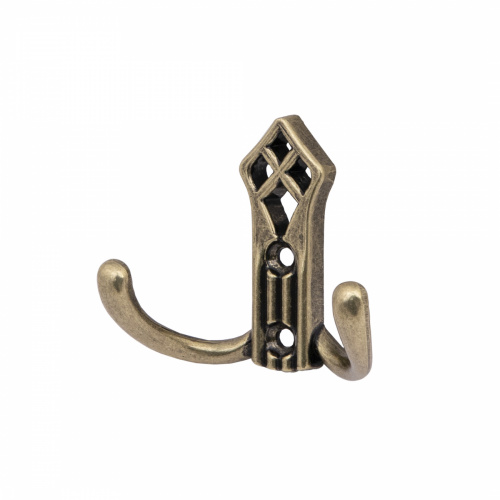 Крючок меб. двухрожковый мет. PALAZZO античная латунь AKS_1