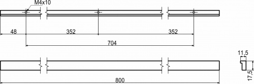 Ручка меб. скоба алюм. PIANO 704/800 черный матовый, AKS тип 2_2