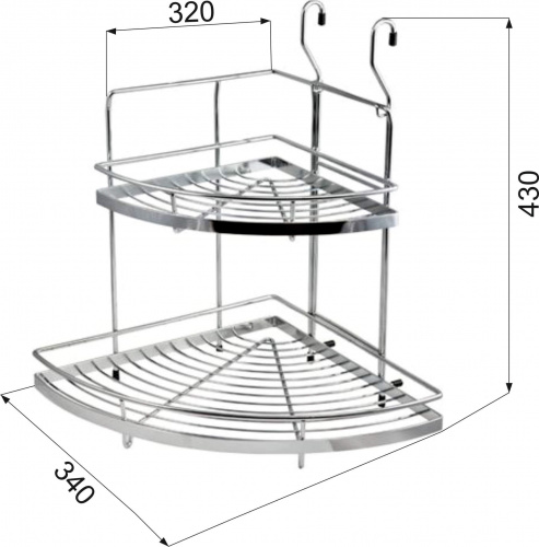 Корзина на трубу d16 угловая двойная большая CWJ201D хром AKS_2