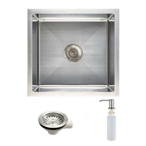 Мойка н/сталь, прямоугольная одночашевая, 520*450мм, сатин, PVD покрытие, универсальная, AKS (3,2мм)_1