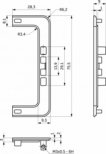 Комплект заглушек металлич. к профилю Gola, С-образных (левая+правая) черный AKS_2