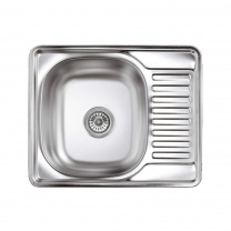 Мойка н/сталь, прямоугольная одночашевая, 580*480мм, полированный хром, врезн на столешницу, AKS (0,8мм) фотография