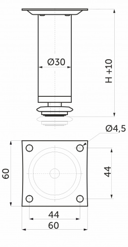 Опора меб. мет. D-100 h100 d30 с регул. белый AKS_2