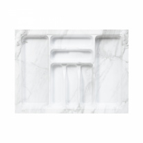 Лоток для столовых приборов 700 MARBLE 635*485, бело-серый мрамор AKS