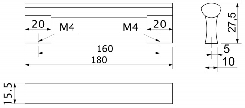 Ручка меб. скоба алюм. WPY 311 160 алюминий AKS_2