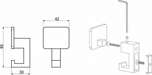 Крючок меб. двухрожковый мет. QUADRA черный матовый AKS_2