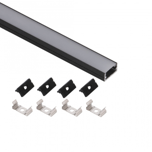 Профиль алюминиевый накладной SIRIUS-1407S с экраном, цвет черный, 2м, AKS (в комплекте 4 заглушки и 4 крепления)_3