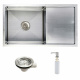 Мойка н/сталь, прямоугольная одночашевая, 780*440мм, мат сатин, PVD, мойка слева, с крылом, универсальная, AKS (3,2мм)_preview_1