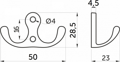 Крючок меб. двухрожковый мет. WP19 золото GRIDLI_2