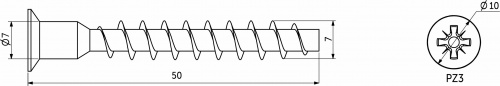 Шуруп-конфирмат 7,0*50 PZ (уп/2,5тыс.шт) AKS_2