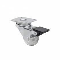 Колесо меб. CRYSTAL/2 d35 h51 с площадкой с торм., прозрачный AKS