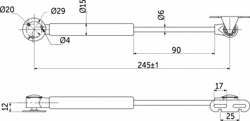 Подъемник газовый верхний 80N черный AKS_2
