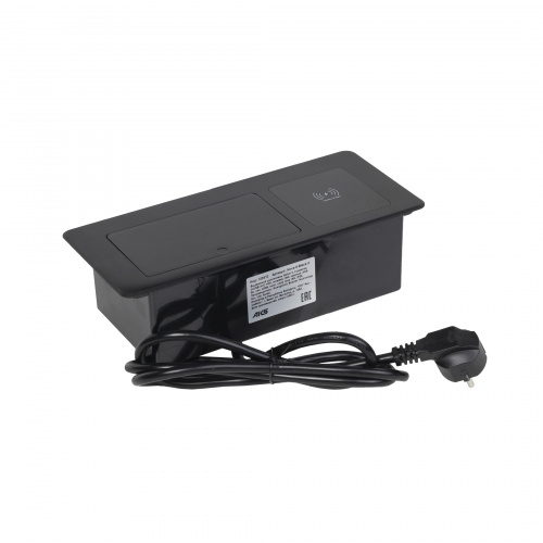 Выдвижной удлинитель Nova 5, 2 розетки, USB A + C, беспроводная зарядка, черный, AKS_3