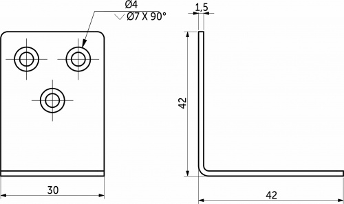 Уголок металлический FSC-01 42х42х30 (1.5), белый цинк (уп/ 0,5 тыс.шт)_2