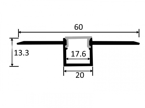 Профиль алюминиевый врезной в гипсокартон RIGEL-2013C, с экраном, цвет алюминий, 2м, AKS (в комплекте 4 заглушки)_2