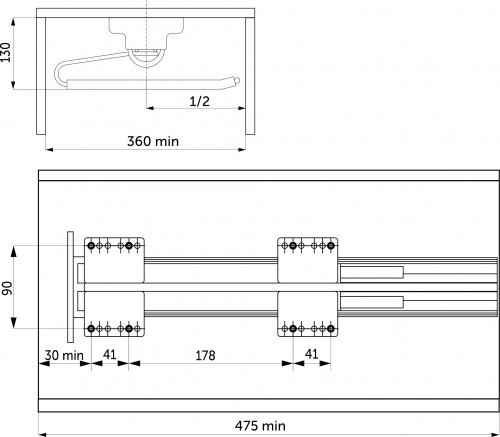 Выдвижная вешалка для брюк BRUNO крепл.верх./левое 340*470*130, графит PRIME by AKS_2