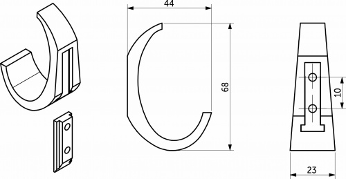 Крючок меб. однорожковый мет. MYHITO брашированное золото AKS_2