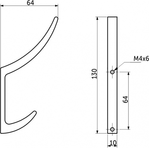 Крючок меб. двухрожковый мет. AK026 черный РФ_2