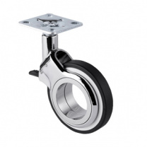 Колесо меб. GALAXY d60 h94 с площадкой с торм., хром/черный AKS фотография