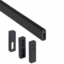 Штанга гардеробная прямоуг. FAME L-1000 с проходным и концевыми держателями, черный браш AKS Штанга гардеробная прямоуг. FAME L-1000 с проходным и концевыми держателями, черный браш AKS