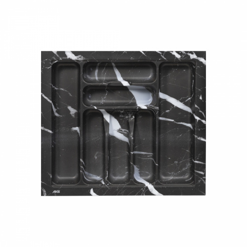 Лоток для столовых приборов 600 MARBLE 540*485, черно-серый мрамор AKS_1