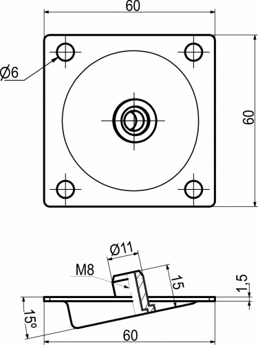 Крепление для опоры под углом мет. ОР 289-О 50х80 РП_2
