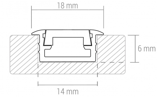 Профиль алюминиевый врезной Inline mini (Inside LED mini) 2м, HLT_2