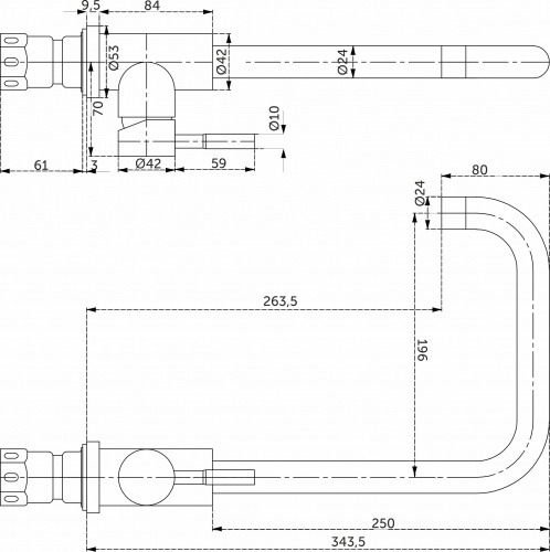 Смеситель для кухни однорычажный, HDF-2862, сатин, AKS_2