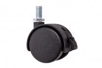 Колесо меб. пласт. d50 с винтом М8 с торм., черный AKS фотография