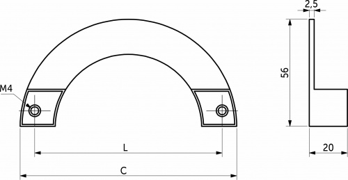 Ручка меб. скоба мет. COSMO 96 брашированное золото, AKS_2