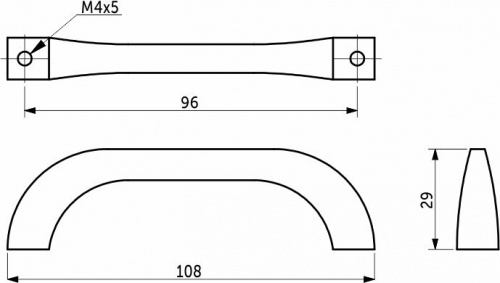 Ручка меб. скоба мет. MALIBU 96 шлифованная сталь, AKS_2