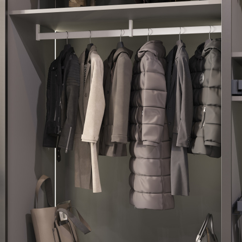 Штанга гардеробная прямоуг. FAME L-1000 с демпфером, белый AKS_4