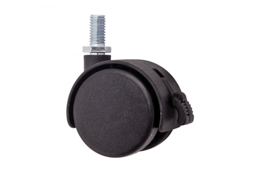 Колесо меб. пласт. d50 с винтом М8 с торм., черный AKS_1