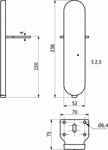 Опора меб. мет. COSMO h150 для пуфов черный матовый AKS_2