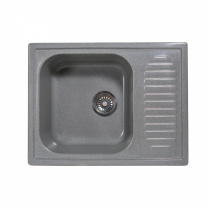 Мойка каменная, прямоугольная одночашевая, S-11, 640*490мм, темно-серый, врезная, Sim Gran фотография