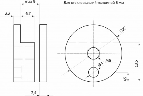 Крепление зеркала мет. MC-J60A D27 хром (1 упак. = 4 шт.) AKS_2