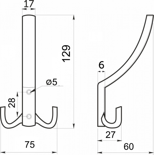 Крючок меб. трехрожковый мет. WP14 белый матовый GRIDLI_2
