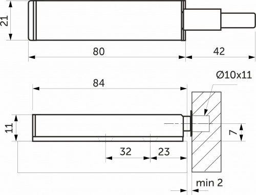 Механизм push-to-open наконечник магнитный накладной серый AKS металлический корпус_2
