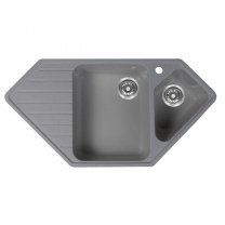 Мойка каменная, угловая двухчашевая, S-32, 970*500мм, темно-серый, врезная, Sim Gran фотография