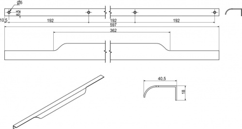Ручка меб. накладная алюм. LINEA 576/597 черный матовый, AKS_2