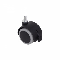 Колесо меб. пласт. FURNI d50 с винтом M8 с торм., черный/серый AKS фотография