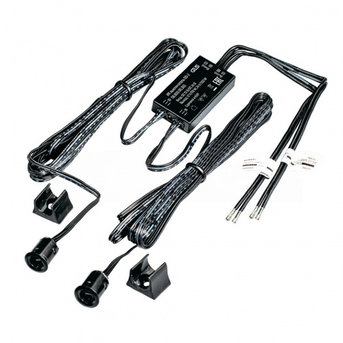 Выключатель бесконтактный на преграду, двойной, накладной/врезной, 12/24V, 60W/100W, D10мм, черный, GLS_1