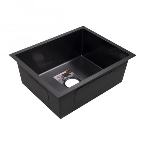 Мойка н/сталь, прямоугольная одночашевая, 570*460мм, черный, универсальная, AKS (3,2мм)_3