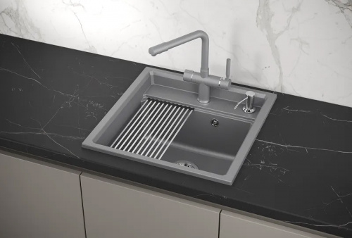 Мойка кварц, прямоугольная, KS-5002, 500*510мм, алюминиум, на столешницу, Granula_4