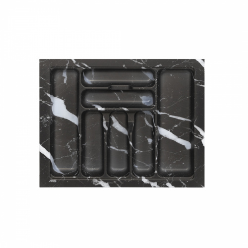 Лоток для столовых приборов 600 MARBLE 540*430, черно-серый мрамор AKS_1