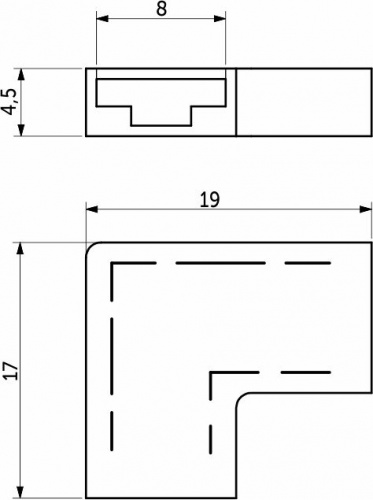 Соединитель электрический для светодиодных лент шириной 8mm, угловой, AKS_2